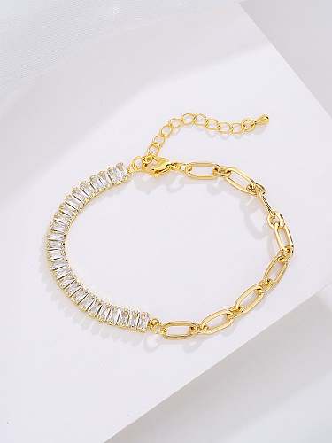 Brass Cubic Zirconia Geometric Dainty Bracelet