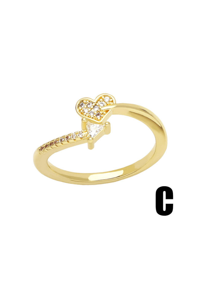 Brass Cubic Zirconia Butterfly Heart Vintage Band Ring