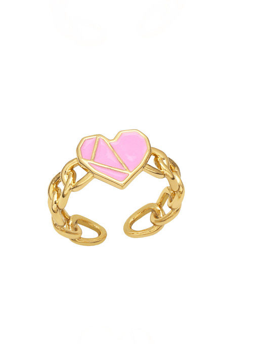 Brass Enamel Multi Color Heart Trend Band Ring