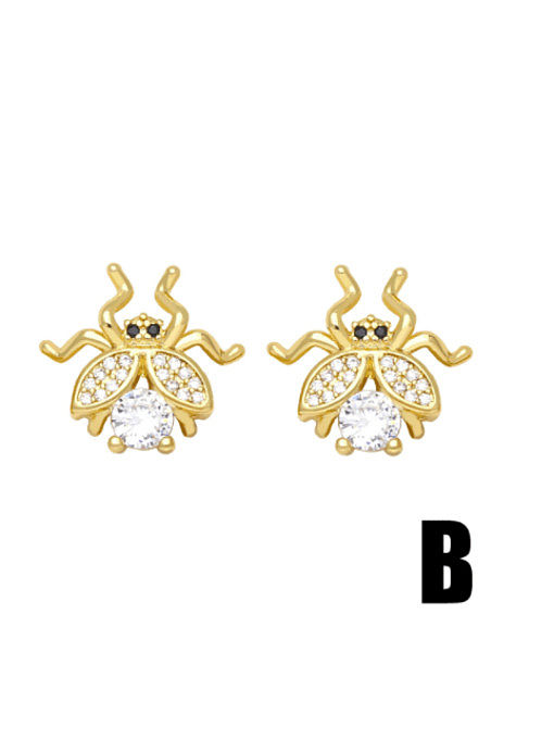 Brass Cubic Zirconia Irregular Cute Stud Earring