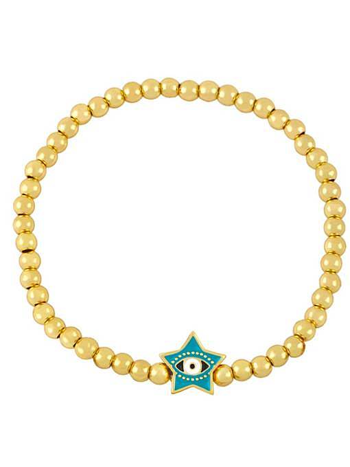 Bracelet perlé en laiton émail Evil Eye Vintage étoile à cinq branches