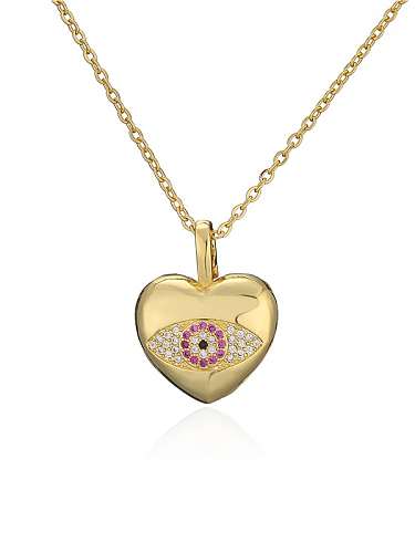 Brass Cubic Zirconia Trend Heart Pendant Necklace