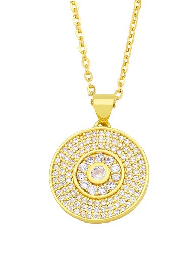 Brass Cubic Zirconia Hand Of Gold Vintage Round Pendant Necklace
