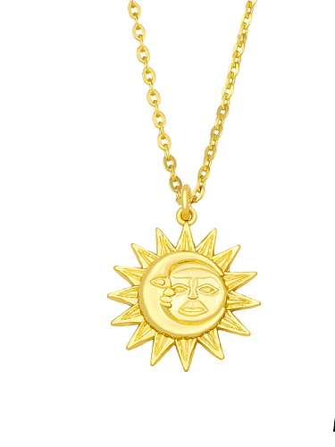 Collier Vintage Soleil Lune en Laiton
