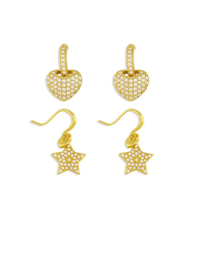 Brass Cubic Zirconia Star Bohemia Huggie Earring