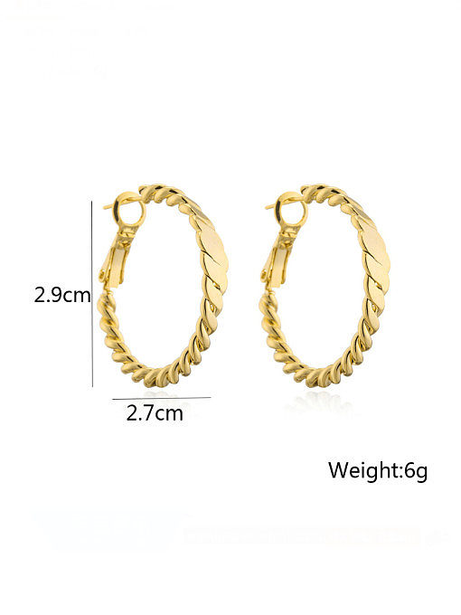 Brass Twist Geometric Minimalist Huggie Earring