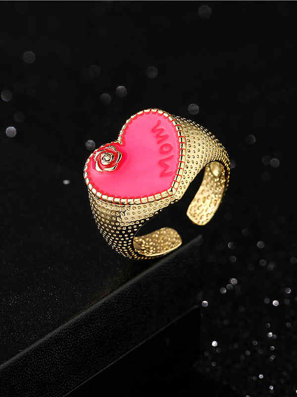 Brass Enamel Heart Vintage Band Ring