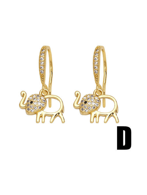 Brass Cubic Zirconia animal Vintage Huggie Earring