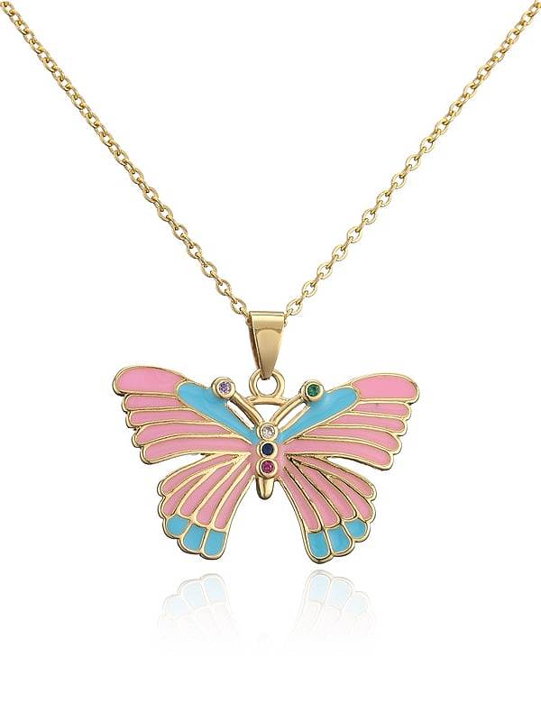 Collier pendentif papillon tendance en émail de zircone cubique en laiton