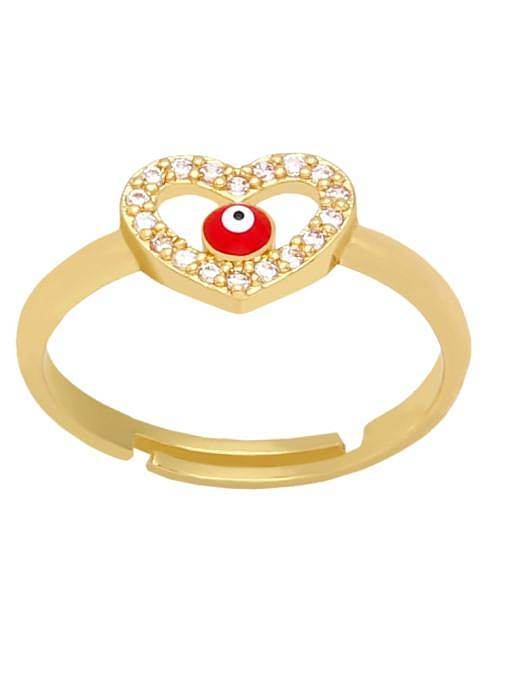 Messing Zirkonia Evil Eye Heart Cute Band Ring