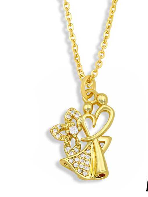 Brass Cubic Zirconia Heart Minimalist Necklace
