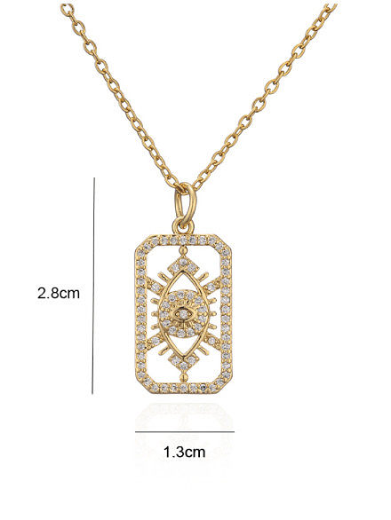 Brass Cubic Zirconia Vintage Geometric Pendant Necklace