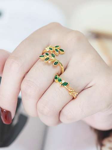 Brass Cubic Zirconia Tree Vintage Band Ring