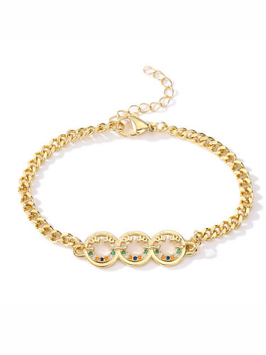 Brass Cubic Zirconia Smiley Vintage Bracelet