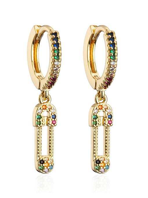 Brass Cubic Zirconia Geometric Vintage Drop Earring