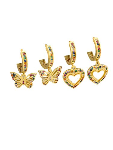 Brass Cubic Zirconia Heart Dainty Huggie Earring