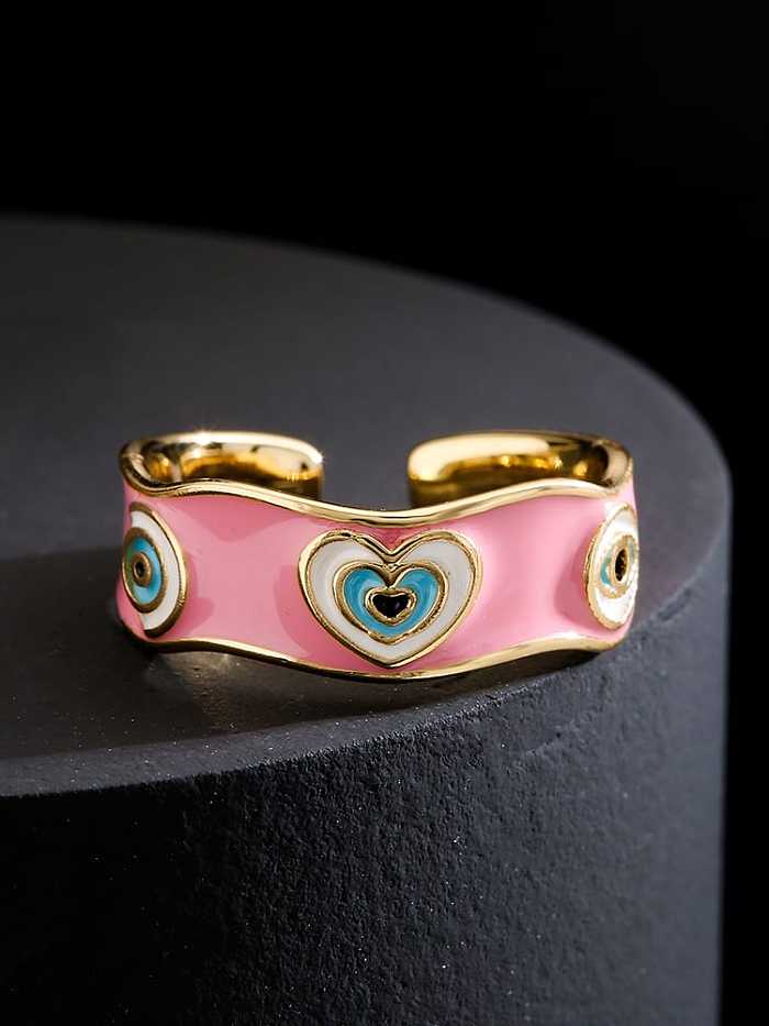 Brass Enamel Heart Vintage Band Ring