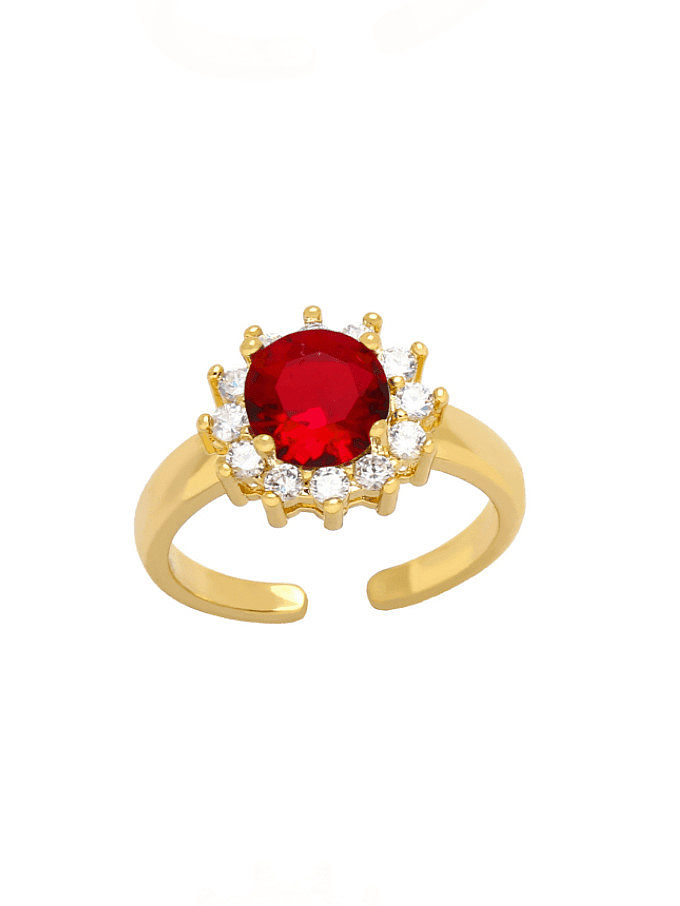Brass Cubic Zirconia Geometric Hip Hop Band Ring