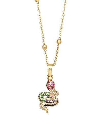 Brass Cubic Zirconia Snake Vintage Necklace