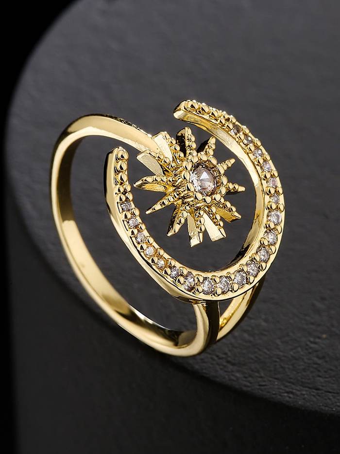 Brass Cubic Zirconia Geometric Vintage Band Ring