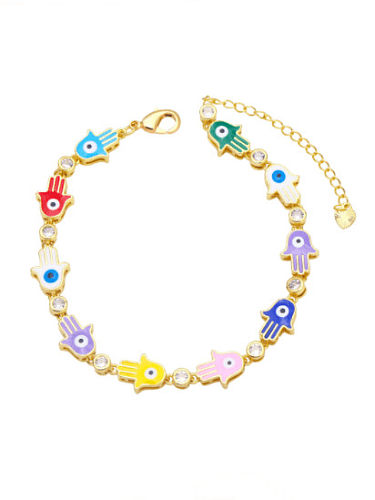 Messing Emaille Evil Eye Bohemia Link Armband