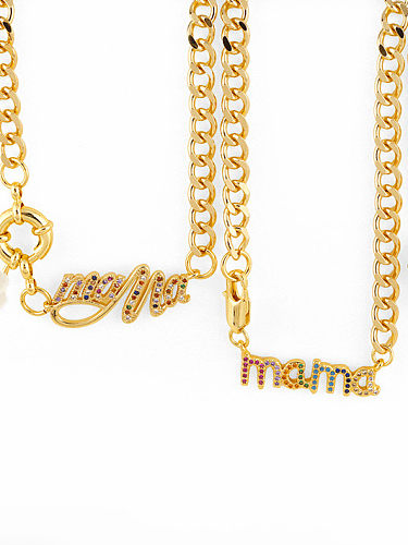 Brass Cubic Zirconia Hip Hop Letter Pendant Necklace