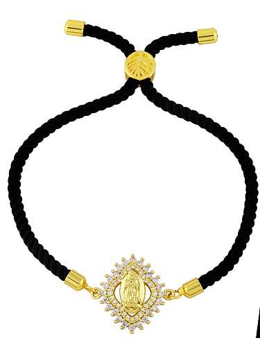 Brass Cubic Zirconia Religious Vintage Woven Bracelet