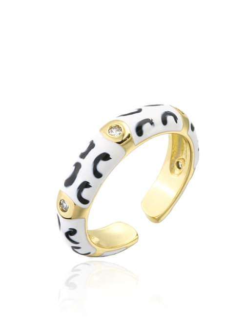 Brass Enamel Geometric Trend Band Ring
