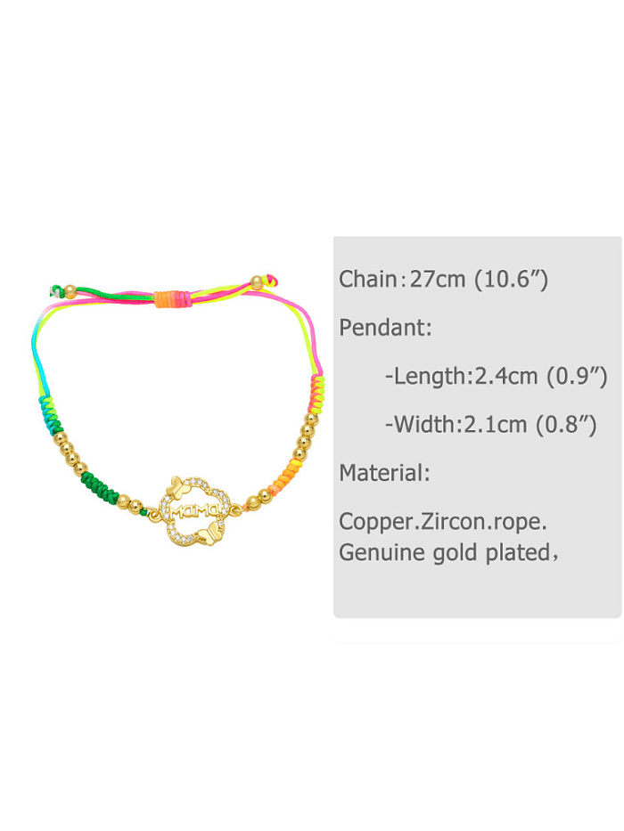 Brass Cubic Zirconia Multi Color Weave Bohemia Adjustable Bracelet