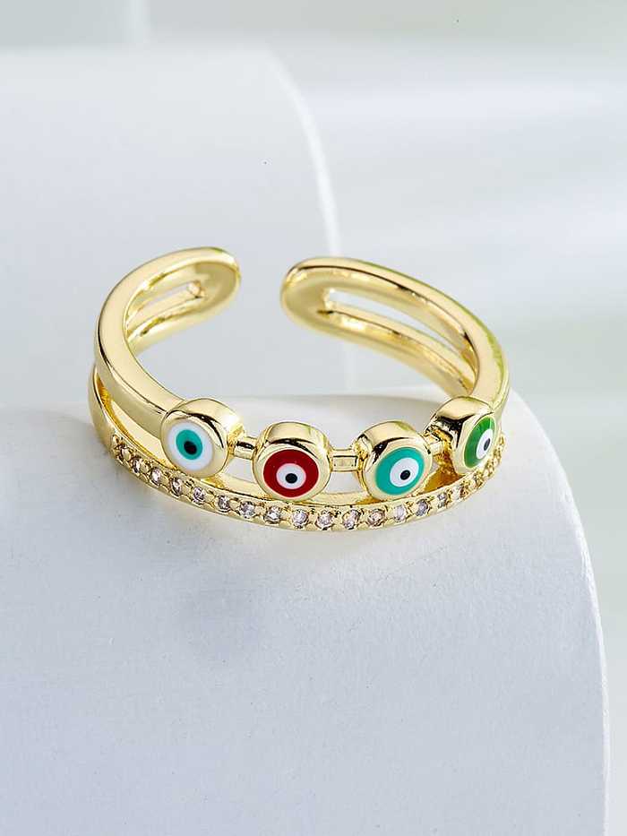 Brass Enamel Evil Eye Vintage Stackable Ring