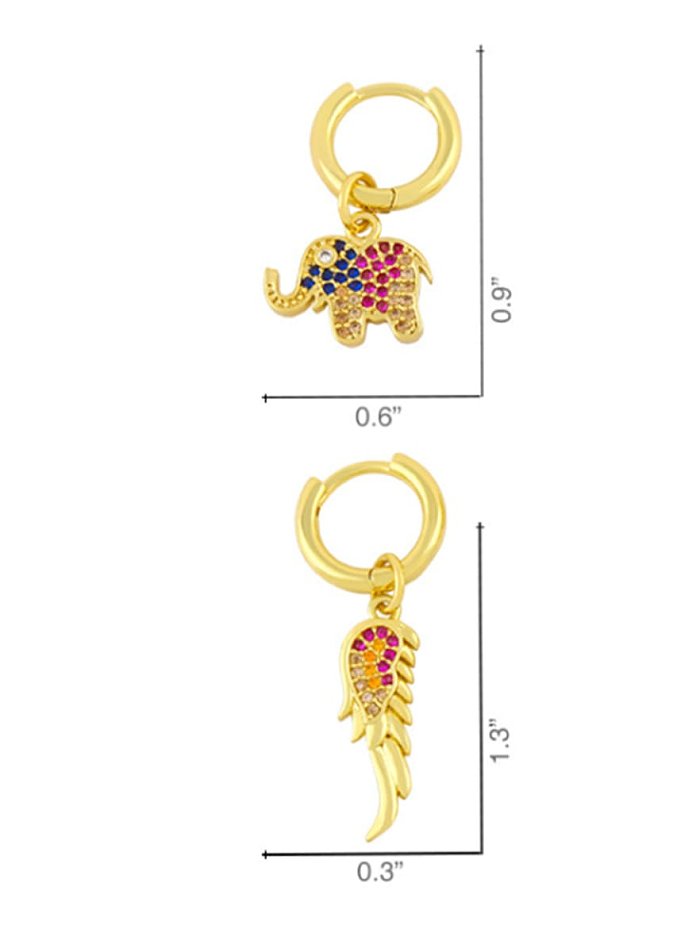 Brass Cubic Zirconia Elephant Ethnic Huggie Earring