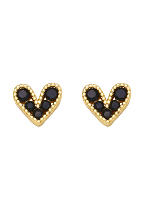Brass Cubic Zirconia Heart Cute Stud Earring