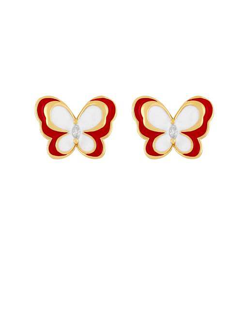 Messing-Emaille-Schmetterlings-niedlicher Huggie-Ohrring