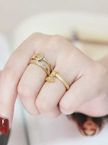 Brass Cubic Zirconia Moon Star Vintage Band Ring