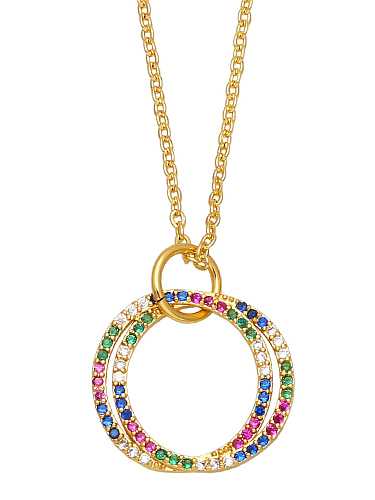 Messing Zirkonia minimalistische Regenbogen-runde Anhänger-Halskette