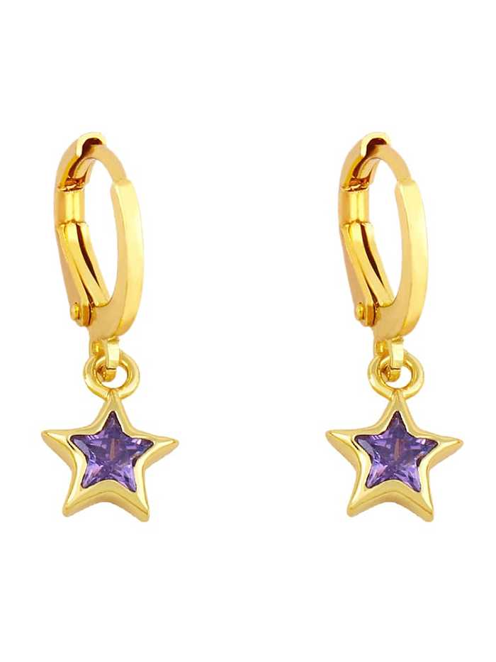 Brass Cubic Zirconia Star Minimalist Huggie Earring