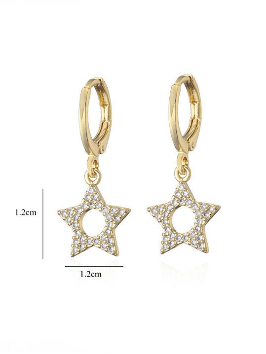 Brass Cubic Zirconia Five-pointed star Vintage Huggie Earring