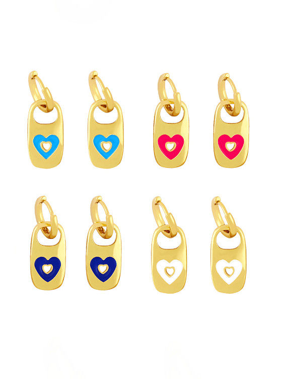 Brass Enamel Heart Hip Hop Huggie Earring