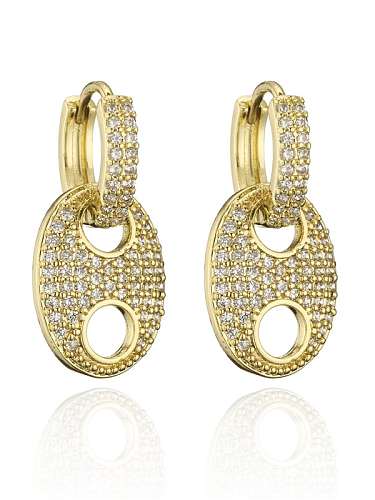 Brass Cubic Zirconia Geometric Vintage Drop Earring