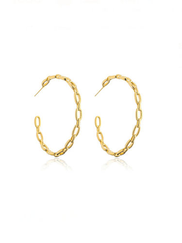 Brass Geometric Minimalist C Shape Hoop Earring