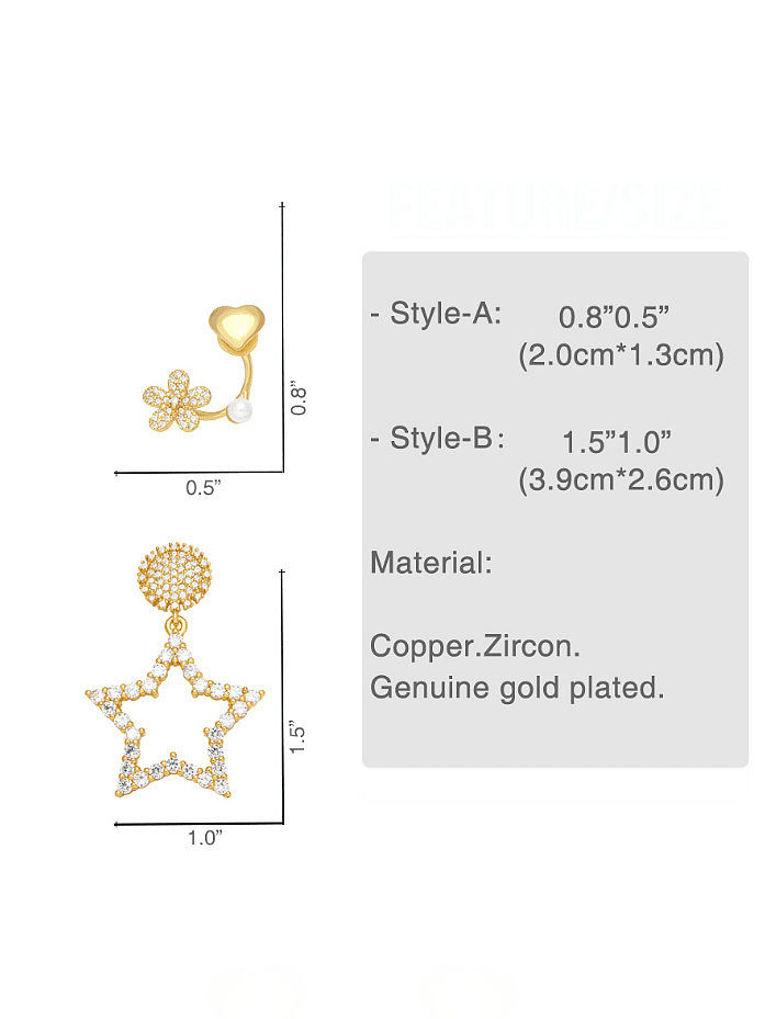 Brass Cubic Zirconia Heart Flower Trend Drop Earring