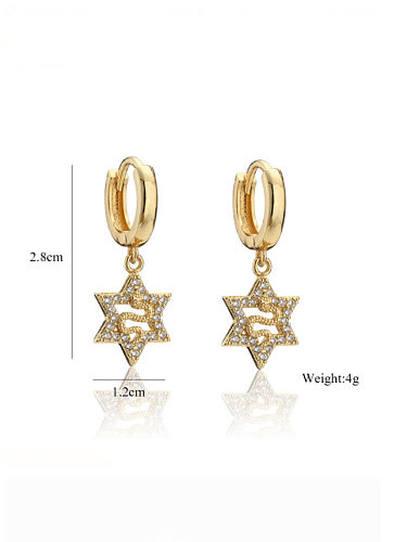 Brass Cubic Zirconia Vintage Five-pointed star Huggie Earring