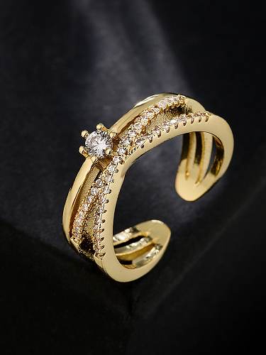 Brass Cubic Zirconia Cross Vintage Stackable Ring
