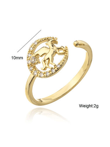 Brass Cubic Zirconia Horse Vintage Band Ring