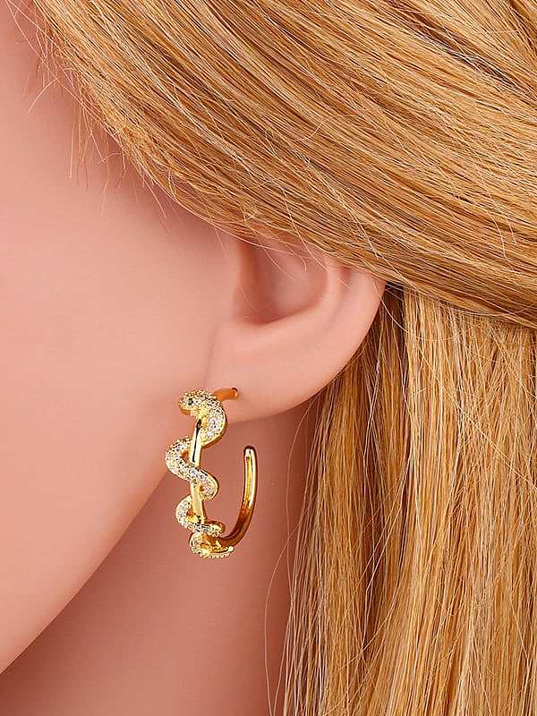 Brass Cubic Zirconia Snake Ethnic Stud Earring