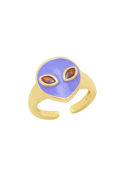 Bague mignonne Alien en laiton émaillé