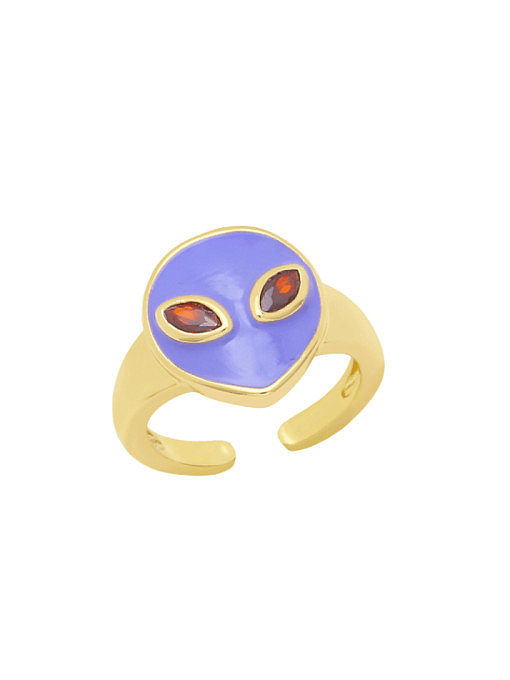 Messing-Emaille-Alien-niedlicher Band-Ring