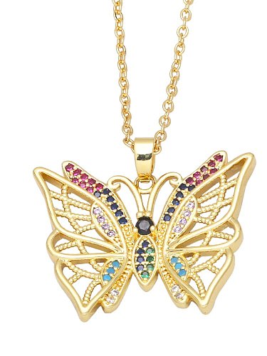Brass Cubic Zirconia Butterfly Vintage Necklace