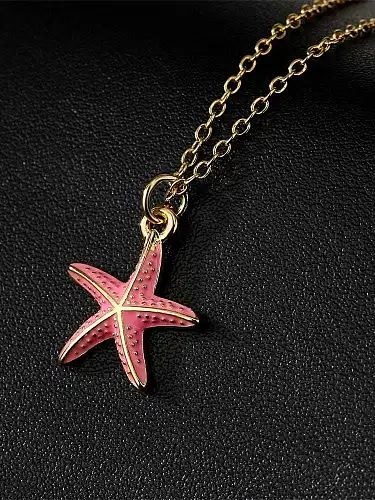 Brass Enamel Sea Star Necklace