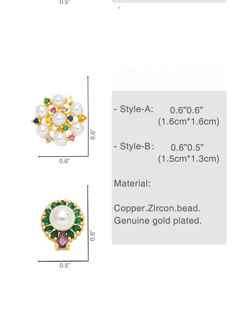Brass Cubic Zirconia Flower Minimalist Stud Earring